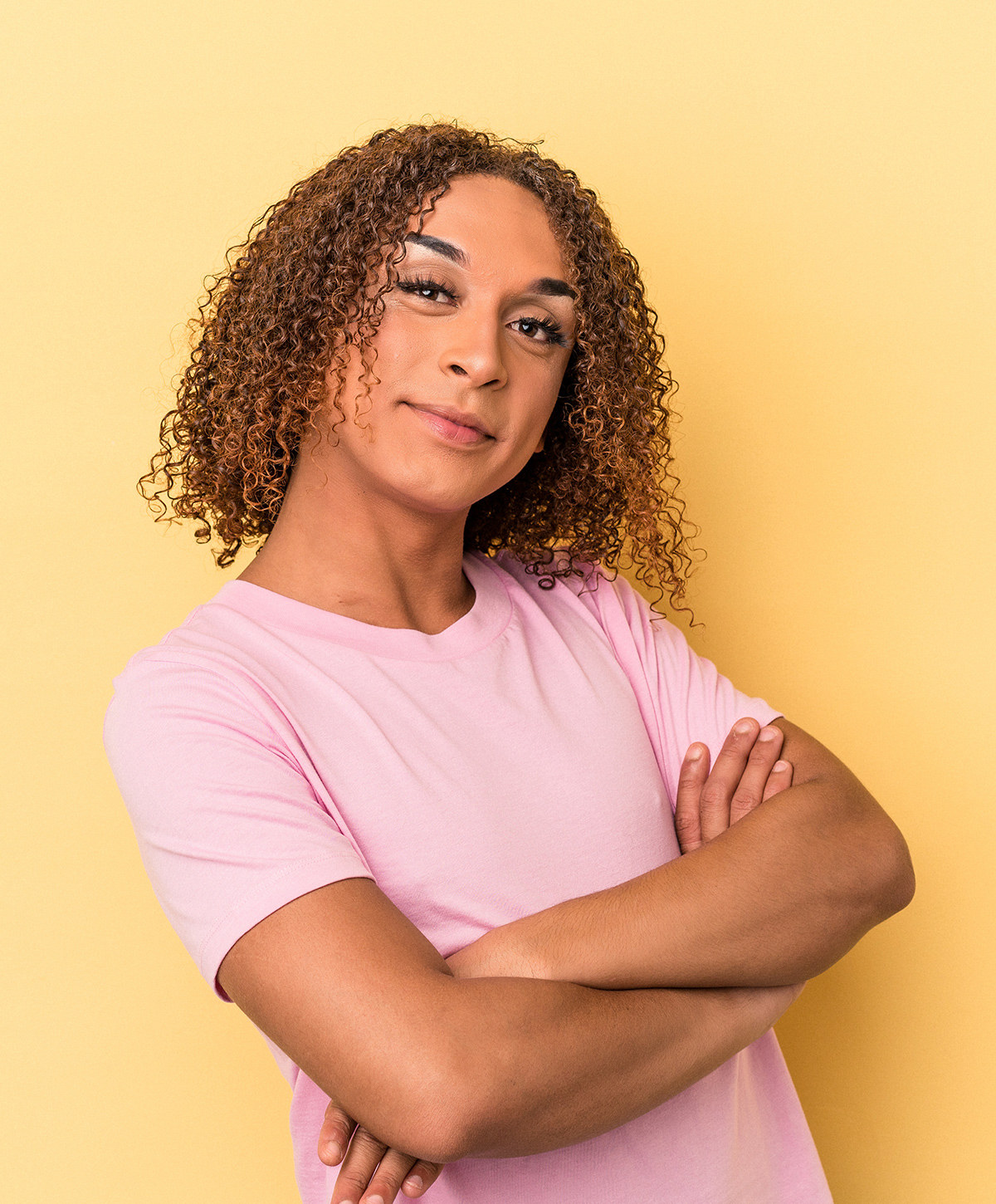 Surrey facial feminization model with brown hair